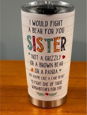 Humorous 20 oz Stainless Steel Tumbler for Sister